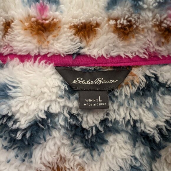 EDDIE BAUER Pullover Women's L Multicolor Aztec 1/4 Zip Mock Long Sleeve Sweater - Picture 8 of 12